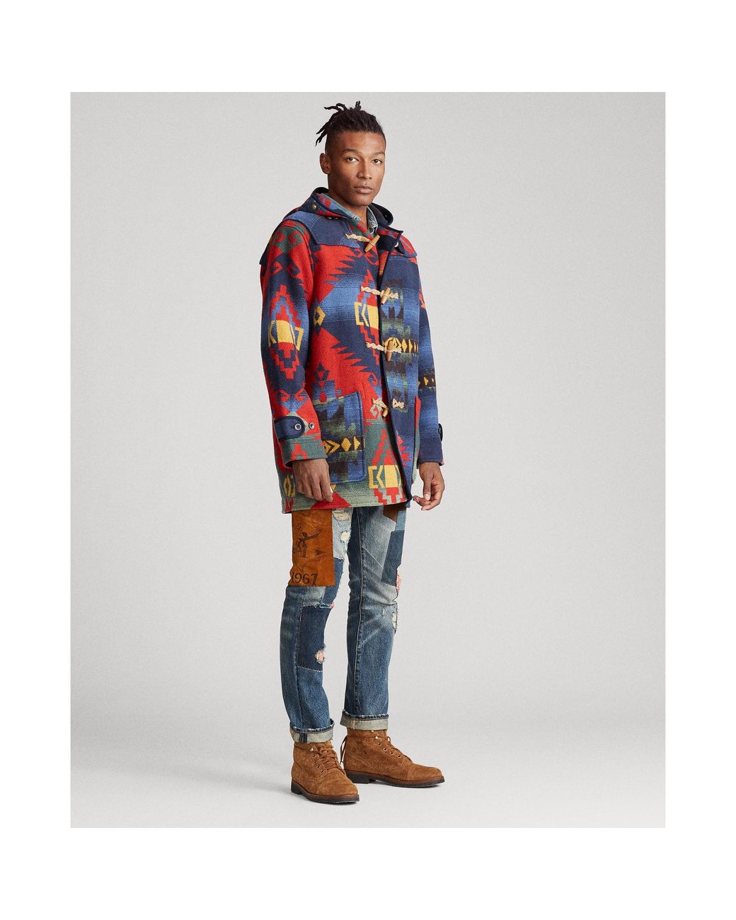 ralph lauren plaid toggle coat