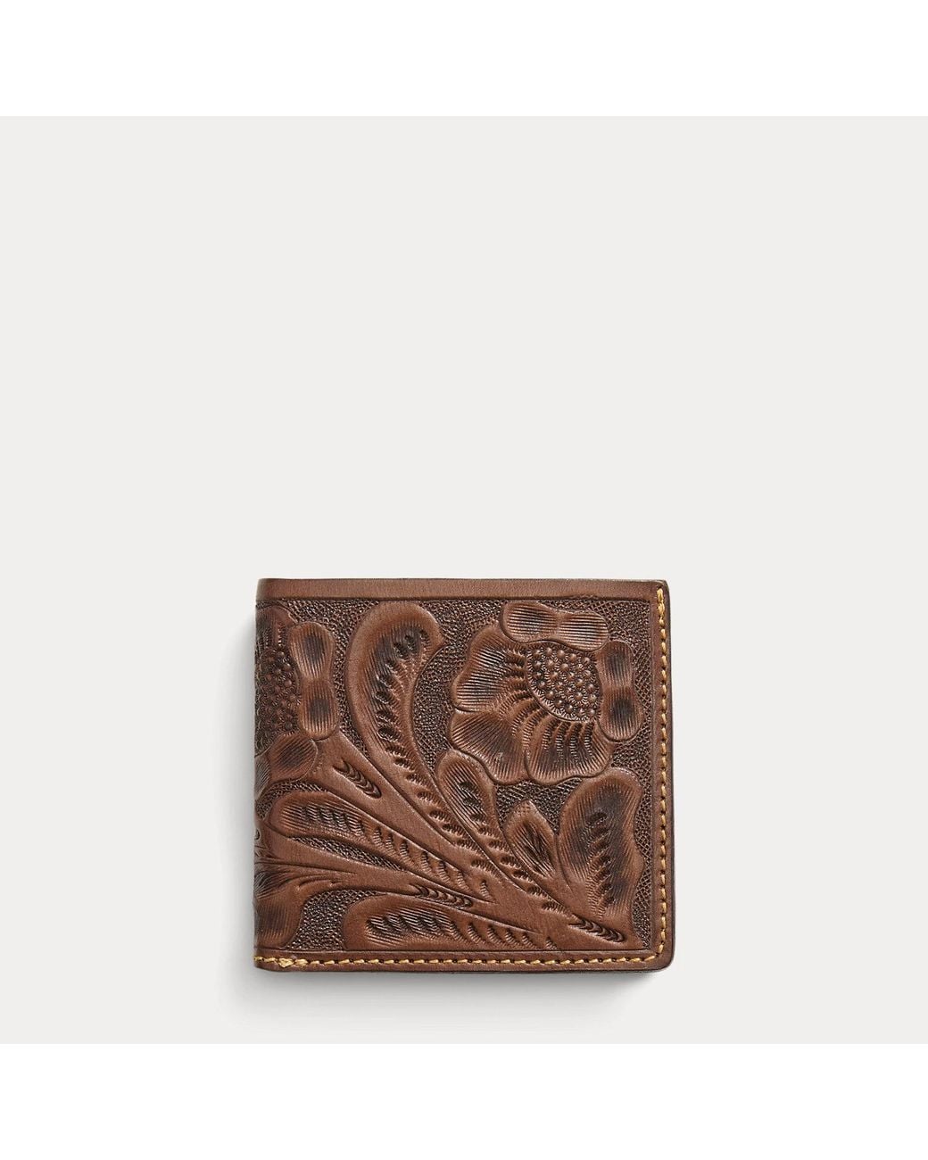 Ralph Lauren Brown Hand-tooled Leather Billfold for men