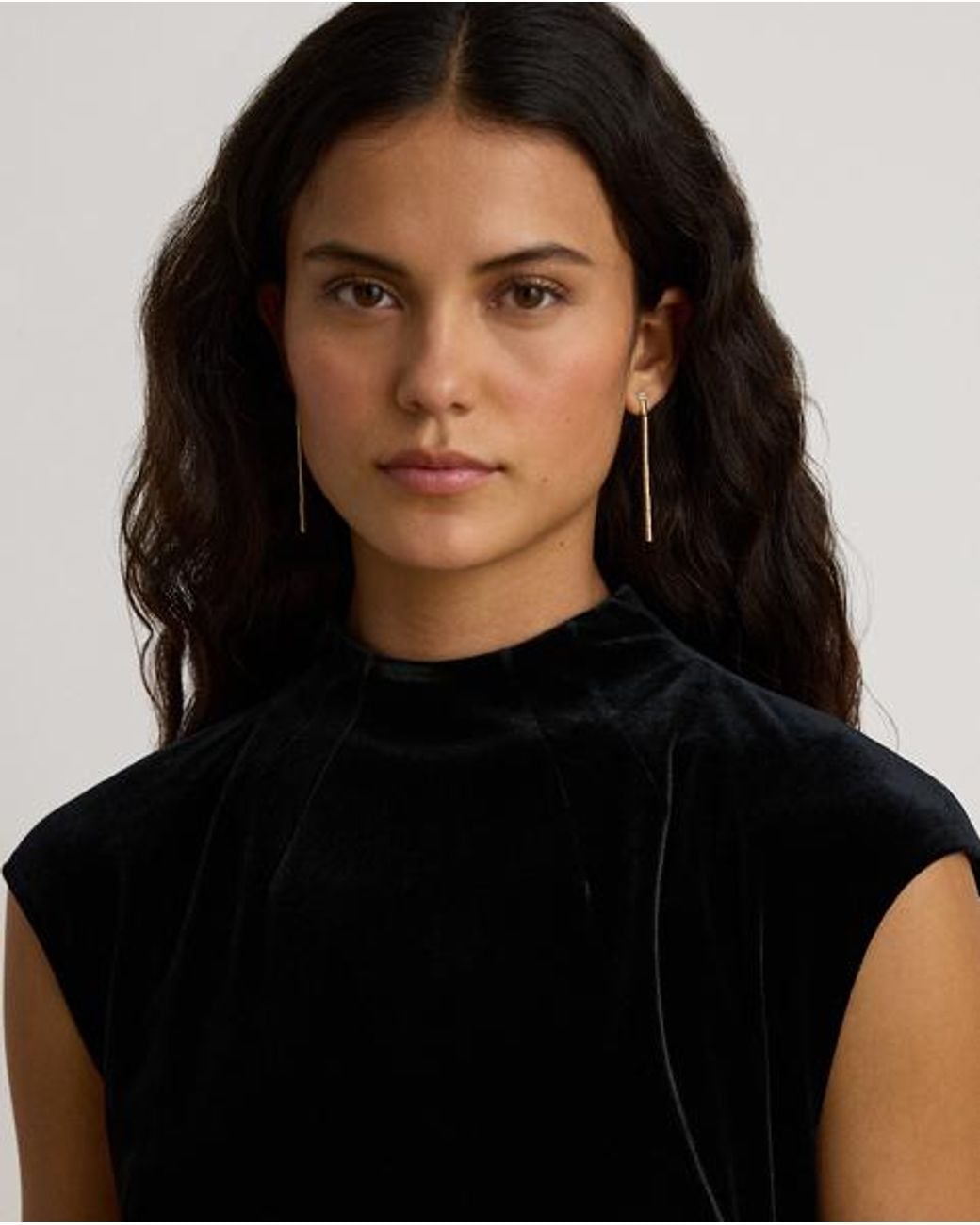 Ralph Lauren Black Stretch Velvet Mockneck Gown