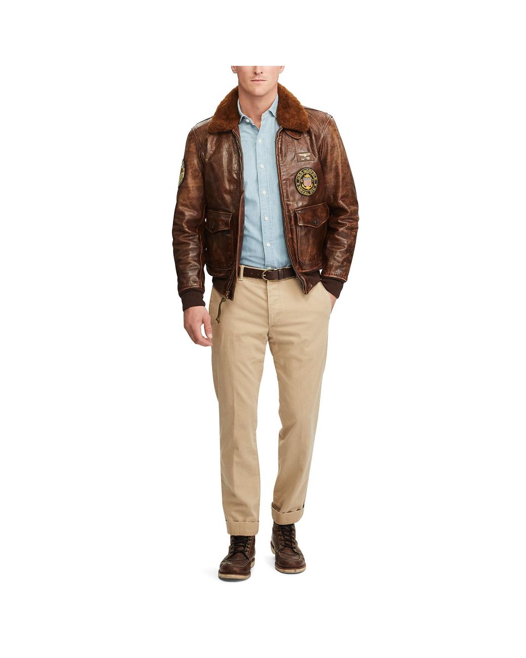 Polo Ralph Lauren Leather The Iconic G-1 Bomber Jacket in Brown for Men |  Lyst