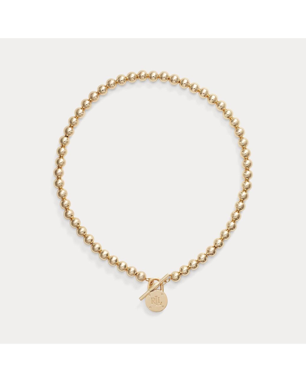 Ralph Lauren Metallic Tone Logo Beaded Necklace