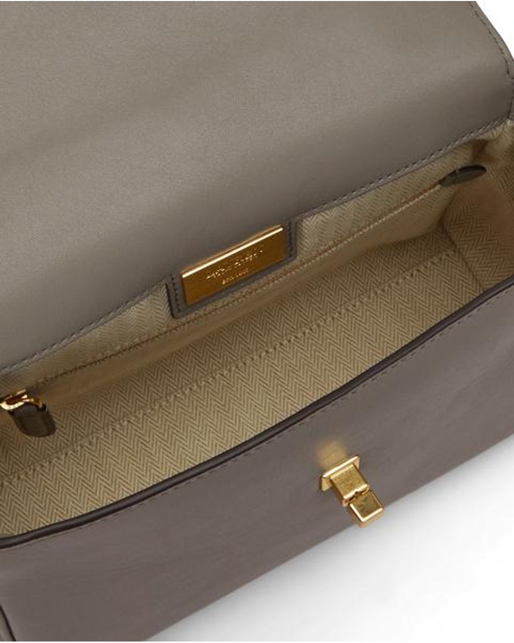Ralph Lauren Gray Small Farrah Chain-Trim Soft Satchel