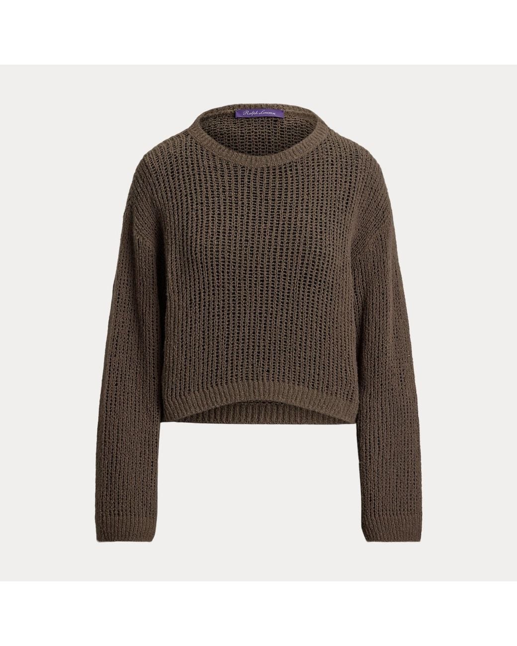Ralph Lauren Brown Bouclé Cashmere-Blend Boatneck Jumper