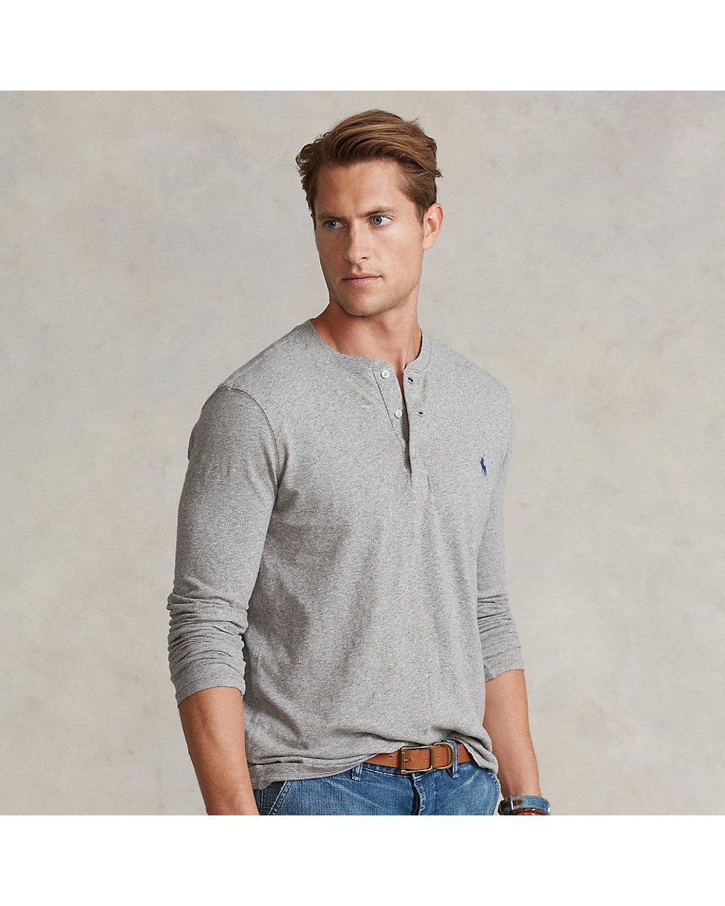 Cotton Slub Jersey Henley Shirt 