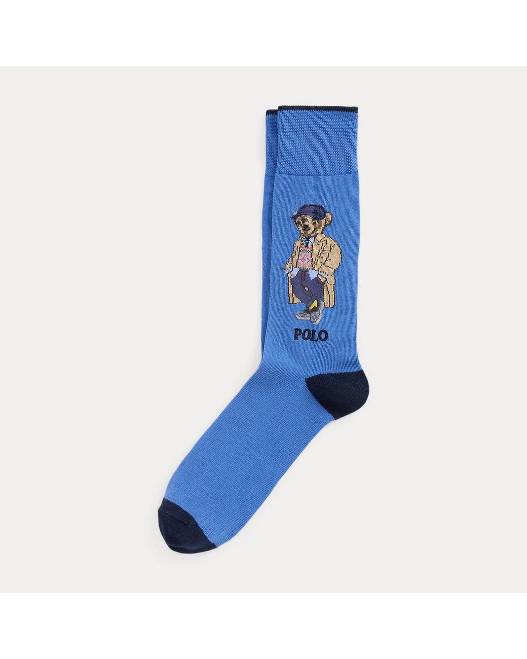 Ralph Lauren Blue Polo Bear Cotton-Blend Trouser Socks for men