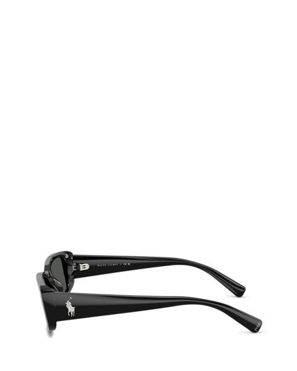 Polo Ralph Lauren Black Polo Pony Rectangular Sunglasses for men