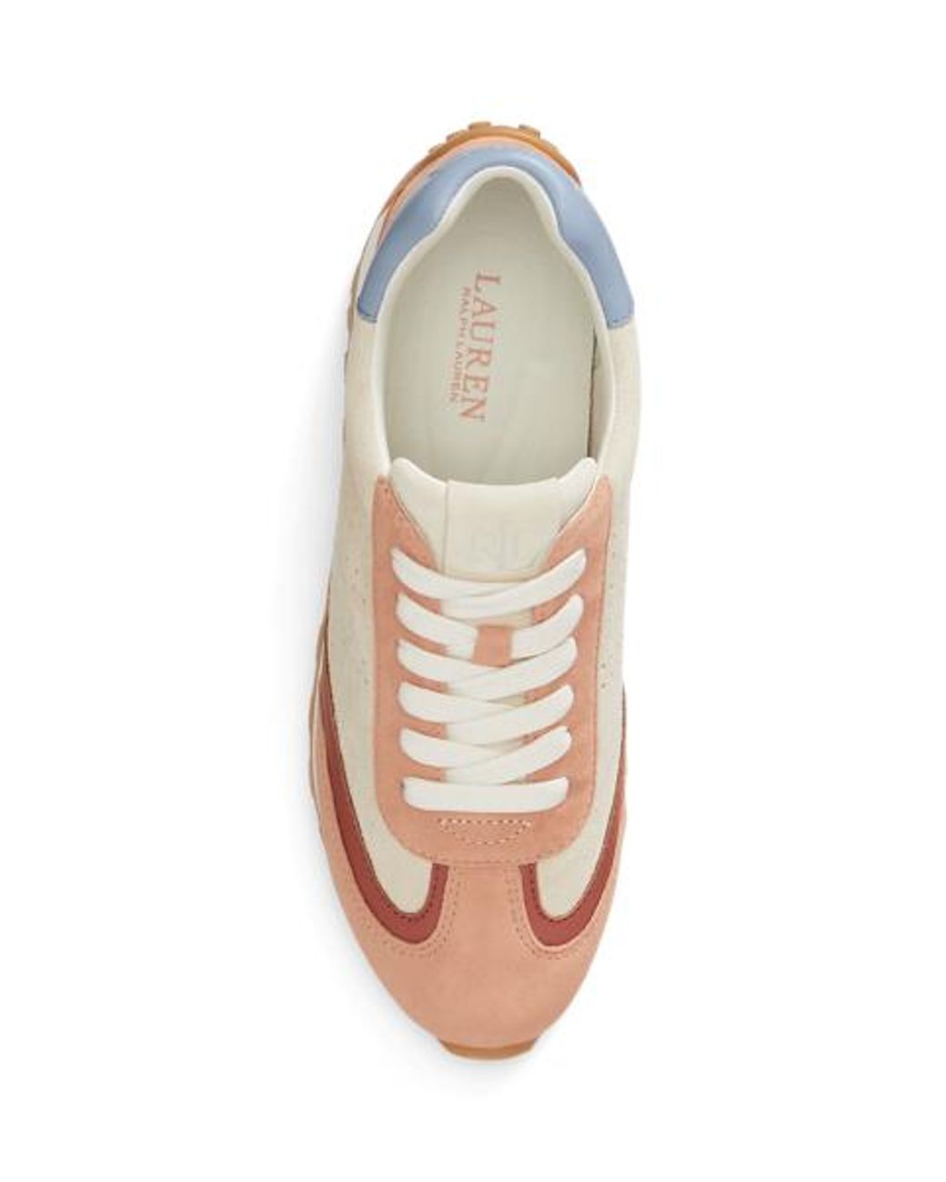 Ralph Lauren Pink Dani Perforated Suede Trainer