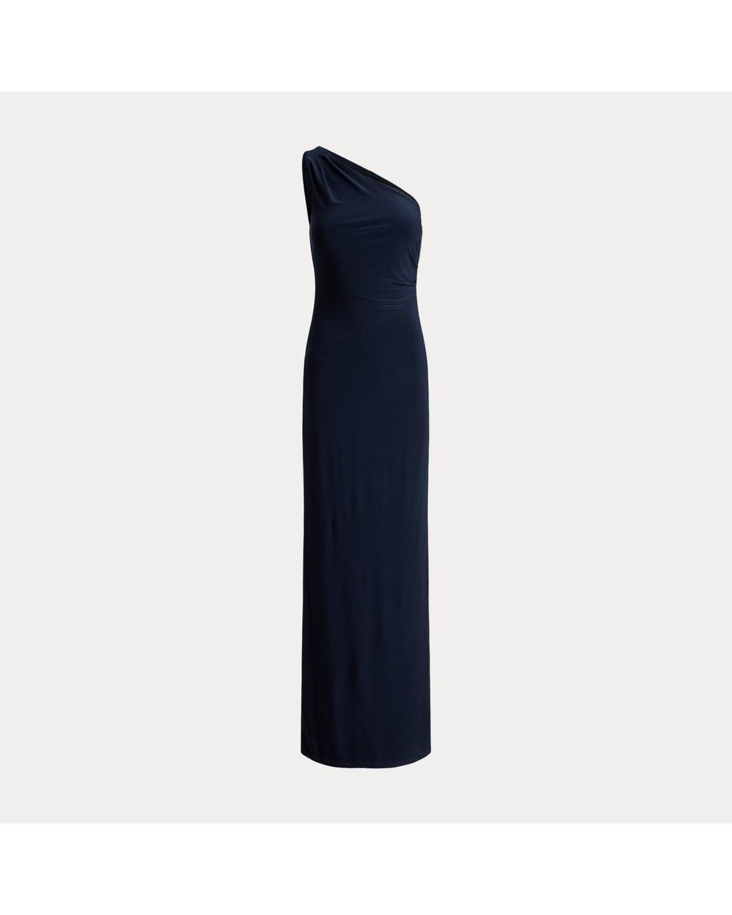 Ralph Lauren Blue Stretch Jersey One-Shoulder Gown