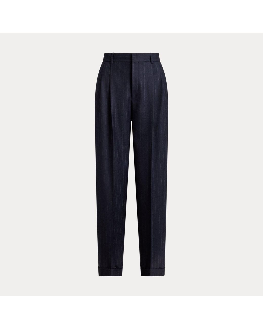 Ralph Lauren Blue Bacall Pinstripe Wool Trouser