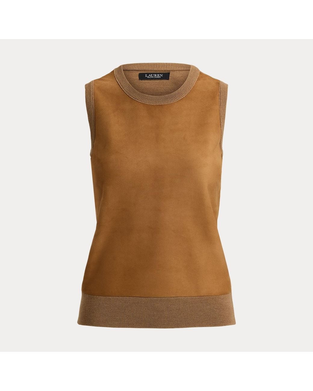 Ralph Lauren Green Goat-Suede & Wool Sleeveless Jumper