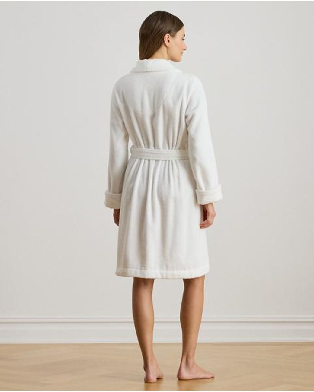 Ralph Lauren White Cotton Terry Shawl-Collar Robe