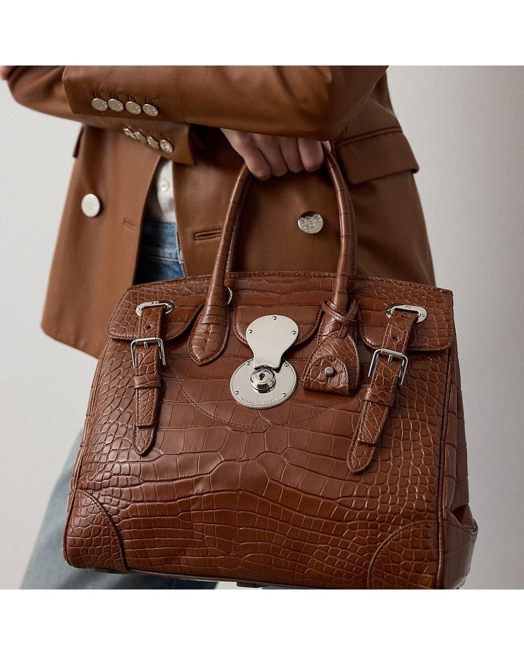 Ralph Lauren Brown Ricky 33 Alligator Bag