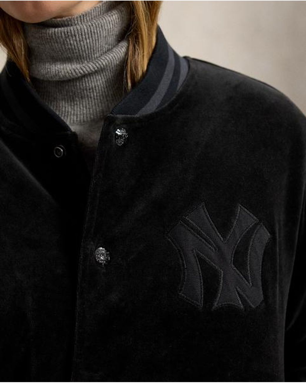 Polo Ralph Lauren Black Polo Ralph Lauren Lauren Yankees Velour Jacket for men