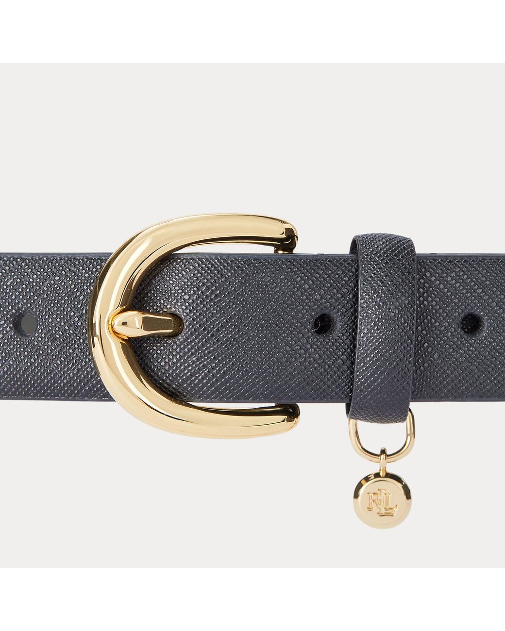 Ralph Lauren White Charm Crosshatch Leather Belt