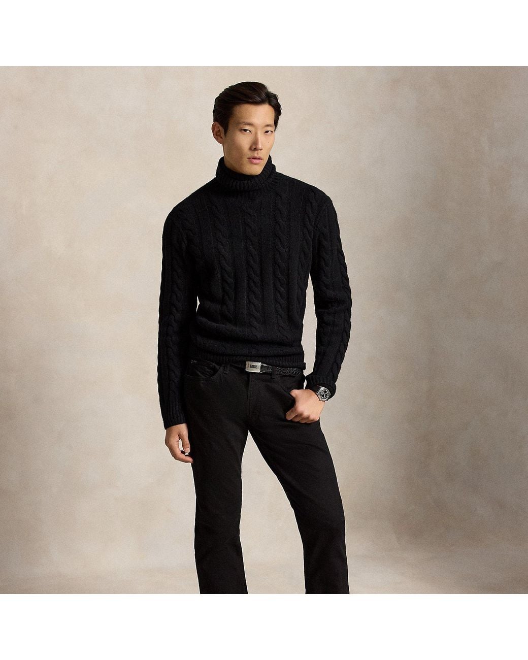 Polo Ralph Lauren Black Cable-knit Wool-cashmere Jumper for men