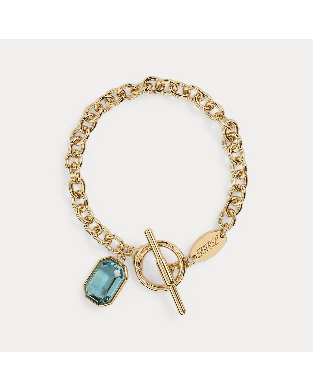 Ralph Lauren Metallic Plated Logo & Stone Flex Bracelet