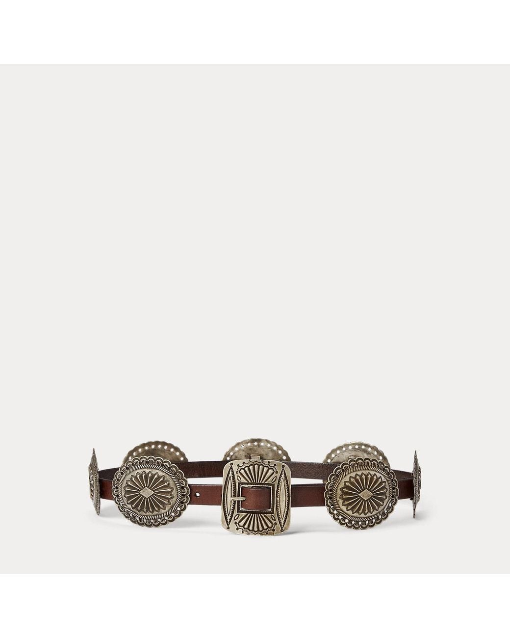 Polo Ralph Lauren Brown Metal-accent Leather Belt