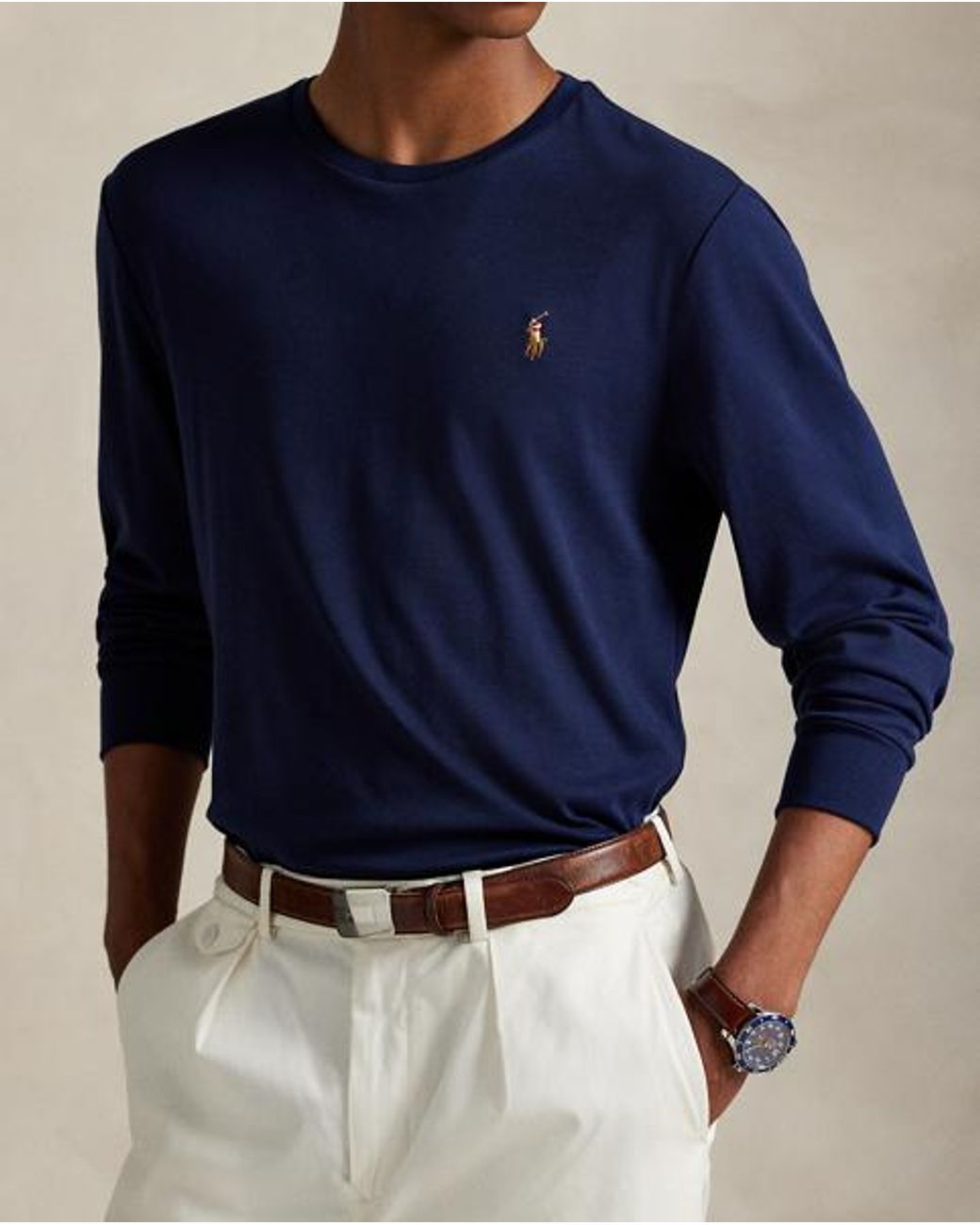 Polo Ralph Lauren Blue Custom Slim Fit Soft Cotton T-shirt for men