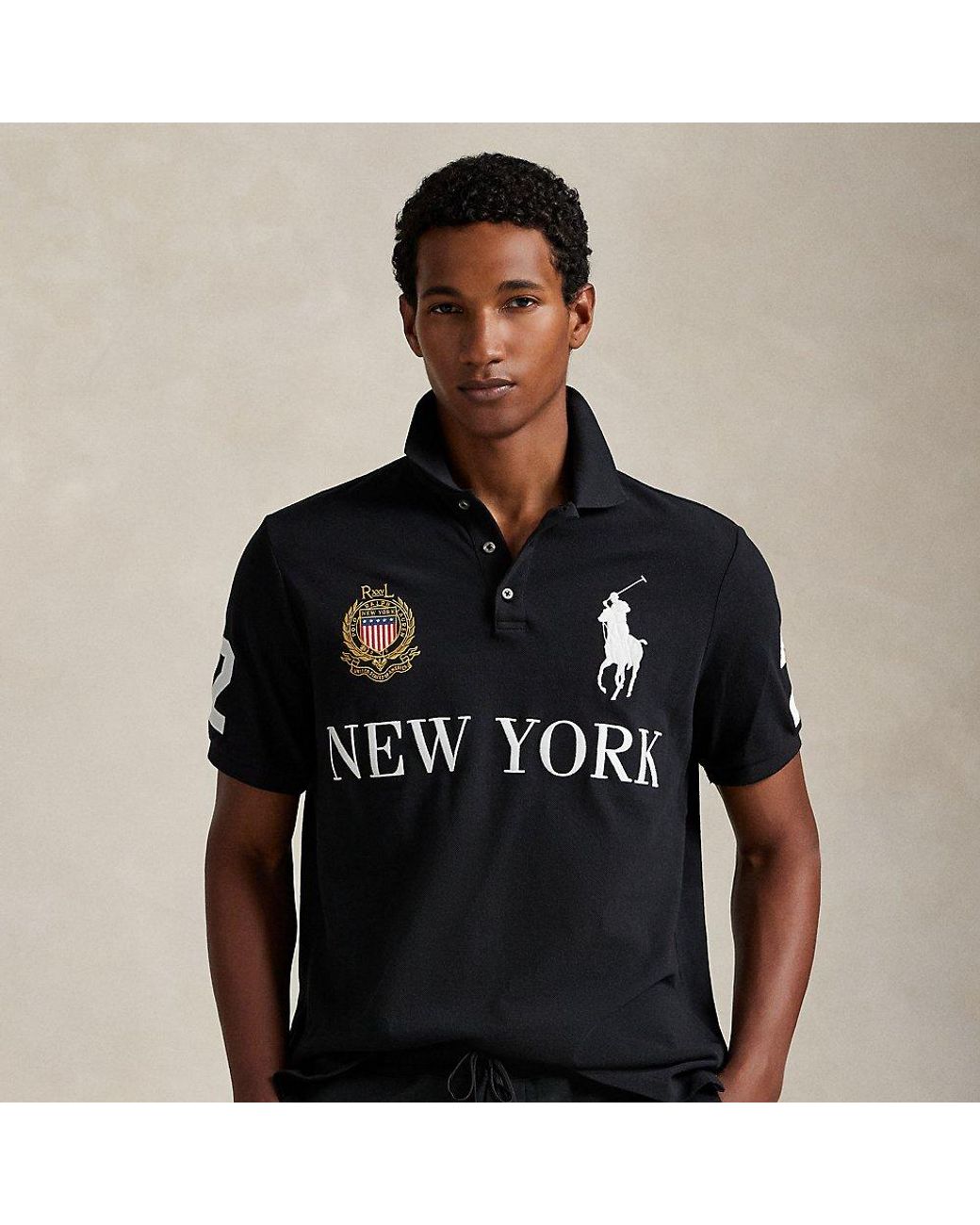 Ralph Lauren Classic Fit New York Mesh Polo Shirt in Black for Men