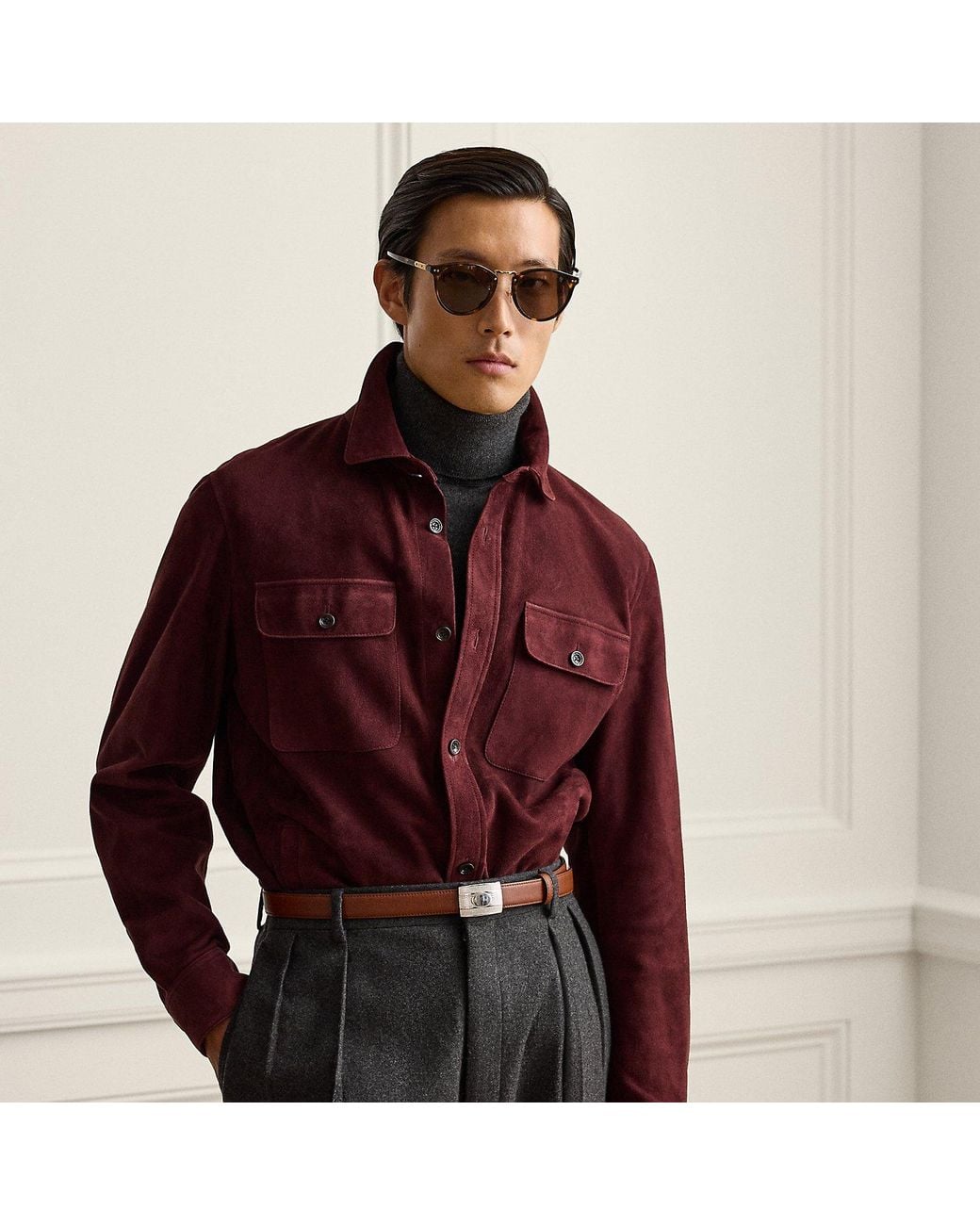 Ralph Lauren Red Calloway Suede Shirt Jacket for men