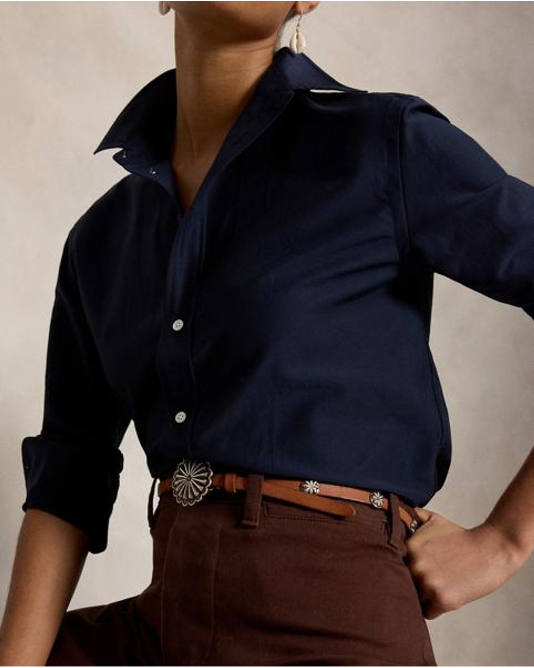 Polo Ralph Lauren Blue Relaxed Fit Cotton-Silk Shirt