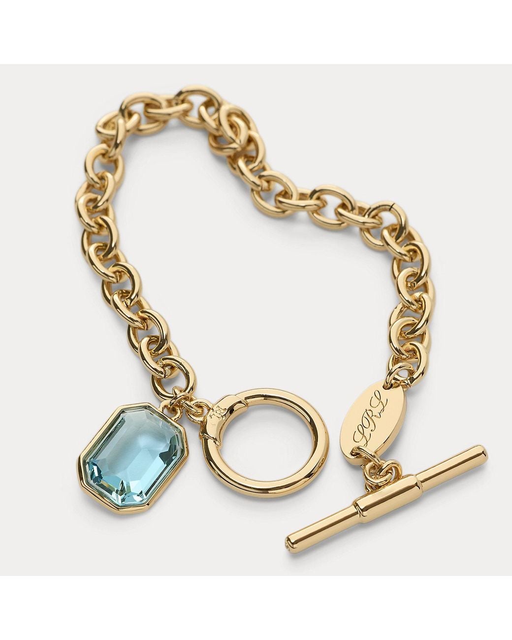 Ralph Lauren Metallic Plated Logo & Stone Flex Bracelet