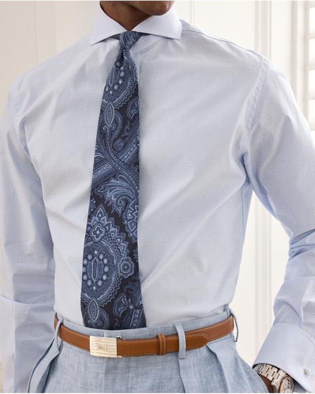 Ralph Lauren Blue Mini-Tattersall French Cuff Shirt for men