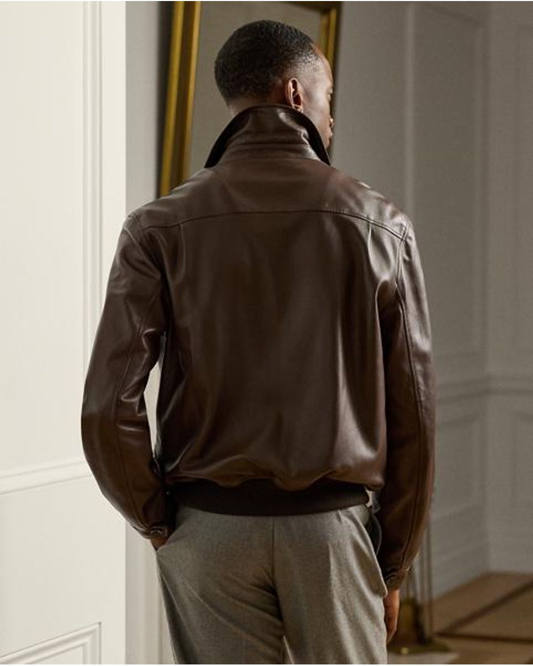 Ralph Lauren Brown Everett Leather Flight Jacket for men