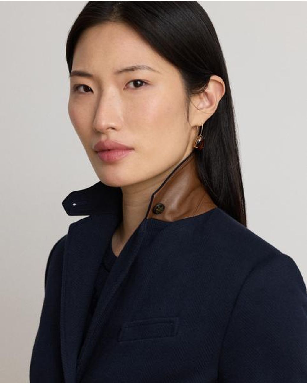 Ralph Lauren Blue Cotton Herringbone Jacquard Blazer