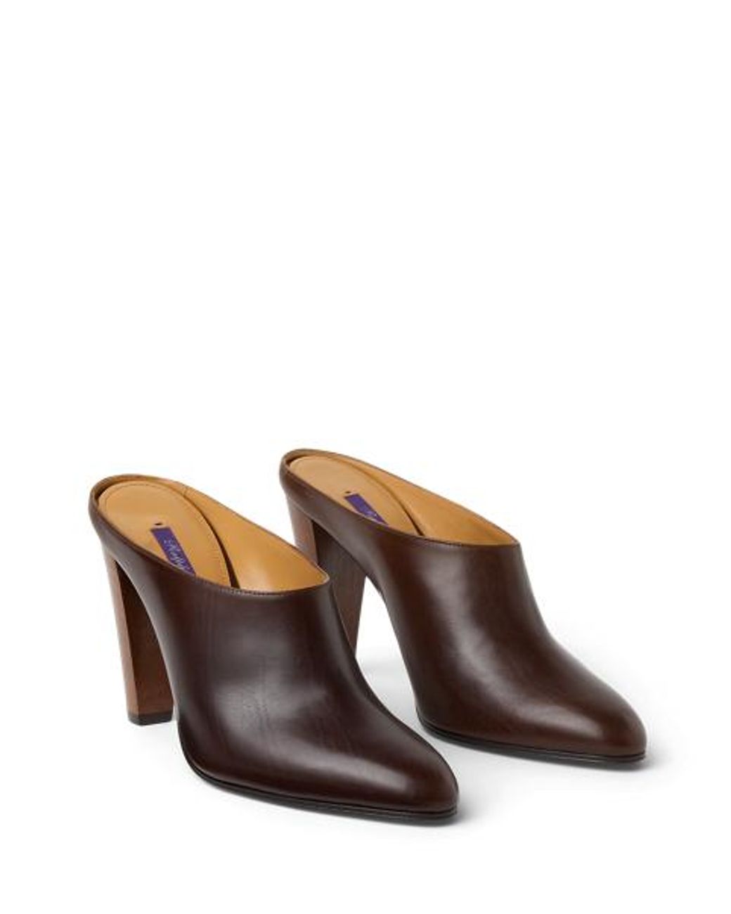 Ralph Lauren Brown Ashtyn 95 Mm Calfskin Mule
