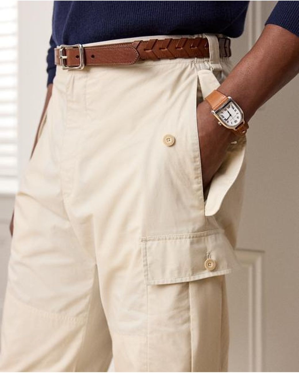 Ralph Lauren Natural Hand-Tailored Relaxed Fit Cargo Trouser for men