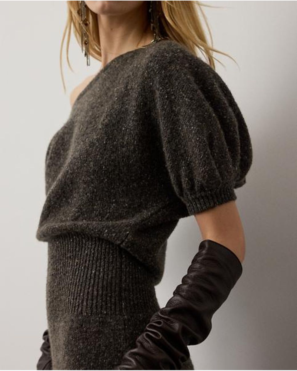 Ralph Lauren Black Cecie Cashmere-Blend Donegal Day Dress