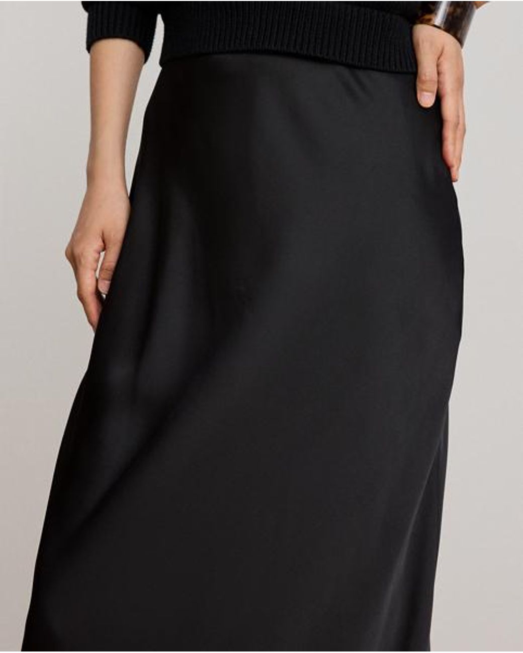 Ralph Lauren Black Satin Charmeuse Maxiskirt