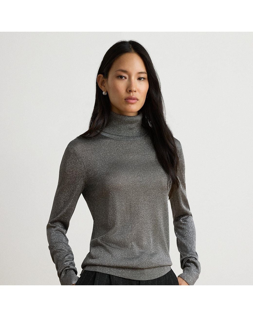 Ralph Lauren Gray Metallic Roll Neck Jumper