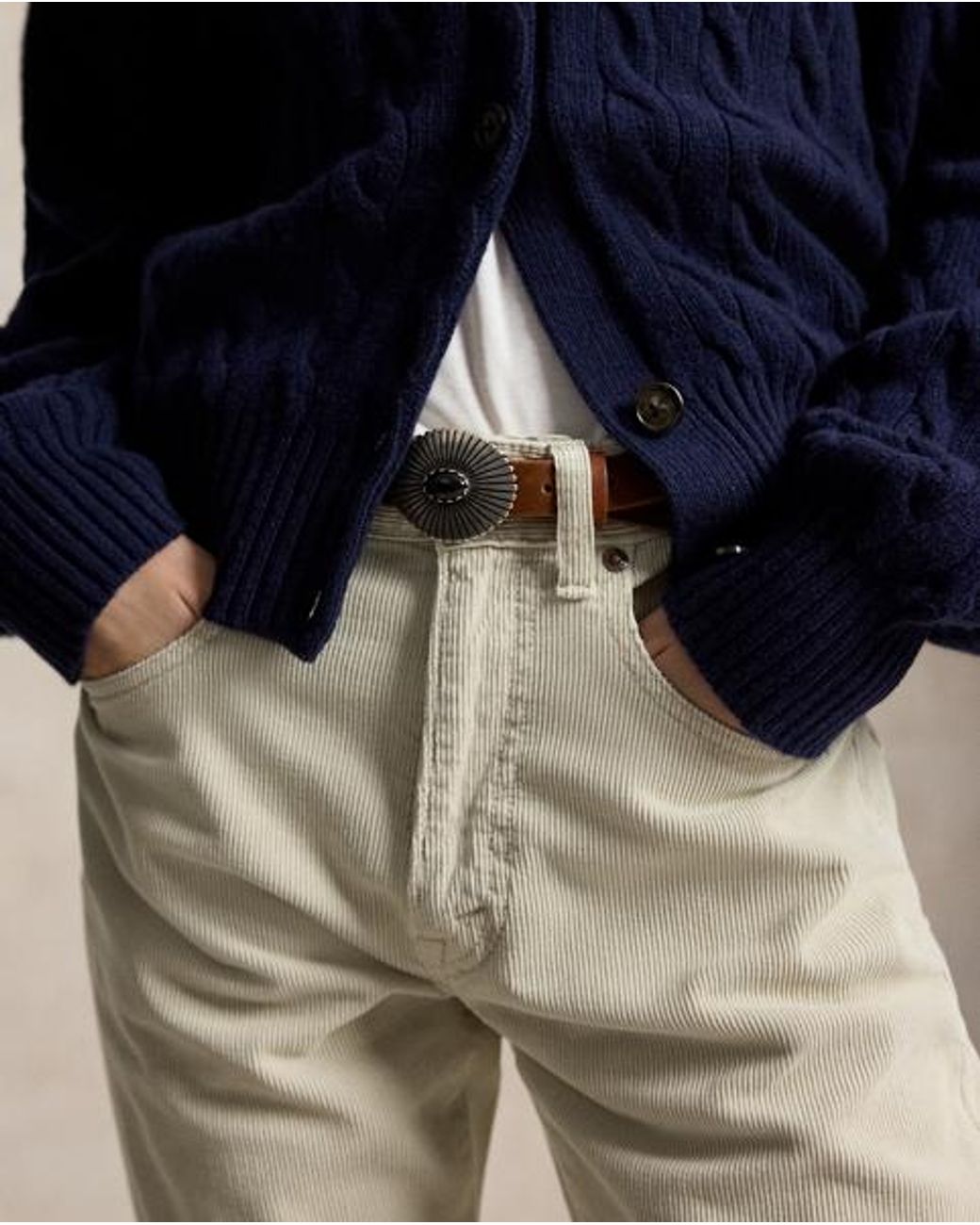 Polo Ralph Lauren Gray Corduroy Relaxed Straight Trouser