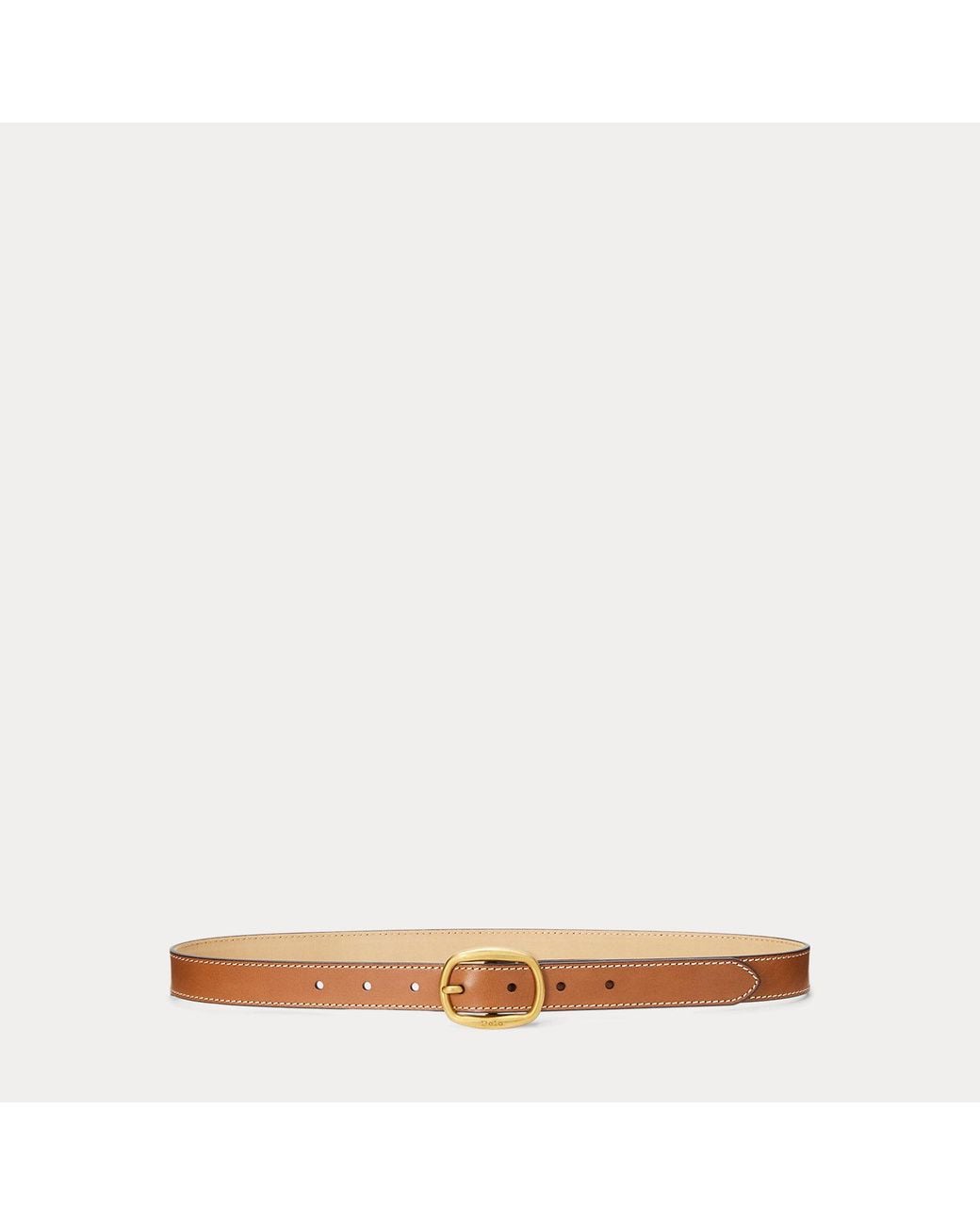 Polo Ralph Lauren Blue Oval-Buckle Skinny Leather Belt