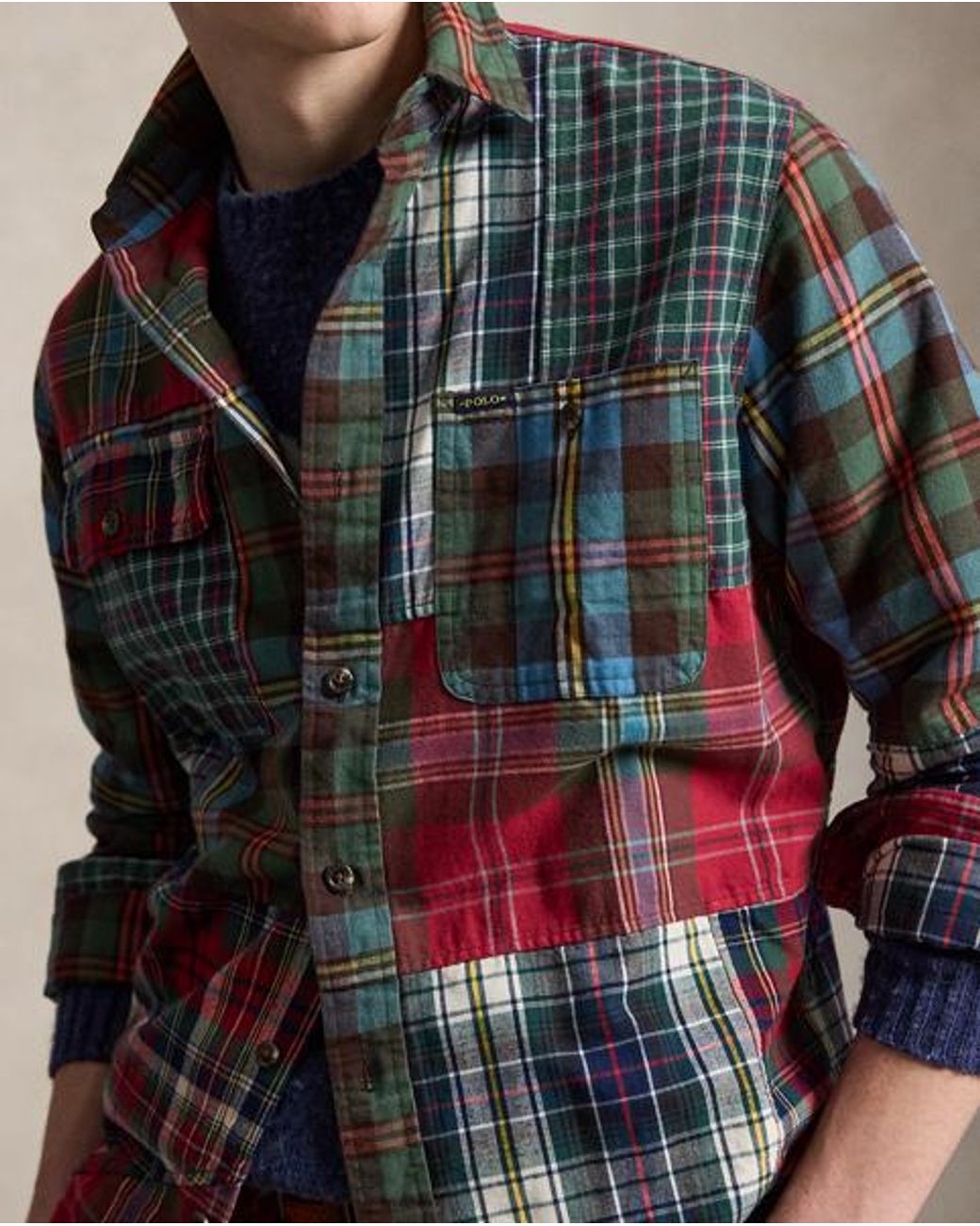 Polo Ralph Lauren Multicolor Classic Fit Patchwork Plaid Oxford Shirt for men