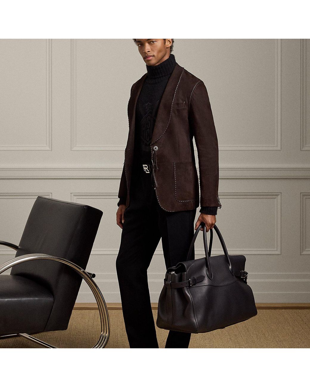 Ralph Lauren Black Bedford Calfskin Duffel for men