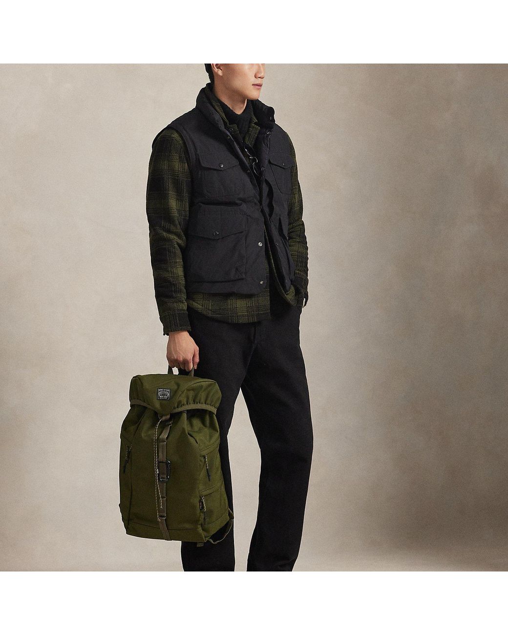 Polo Ralph Lauren Black Nylon Oxford Outdoor Backpack for men