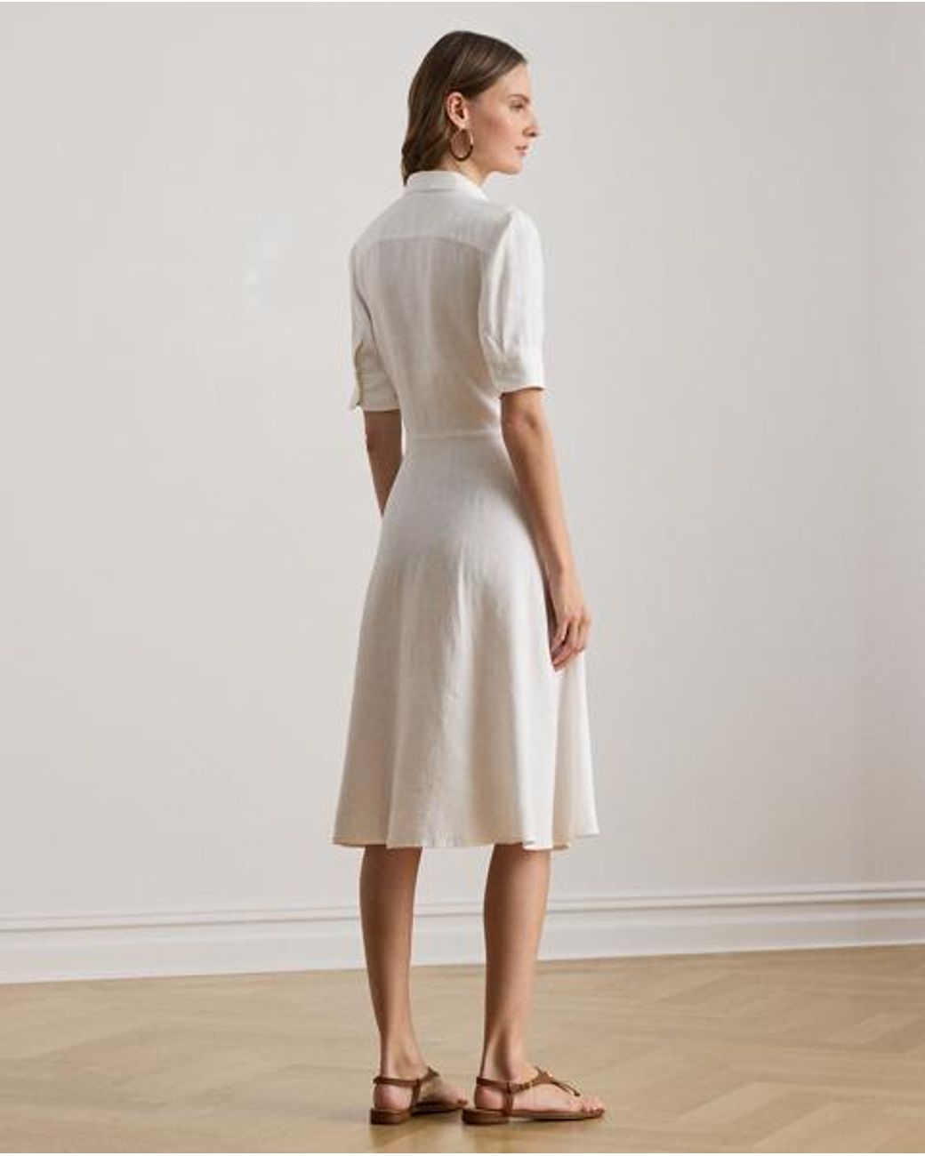 Ralph Lauren Blue Tie-Front Linen Shirtdress
