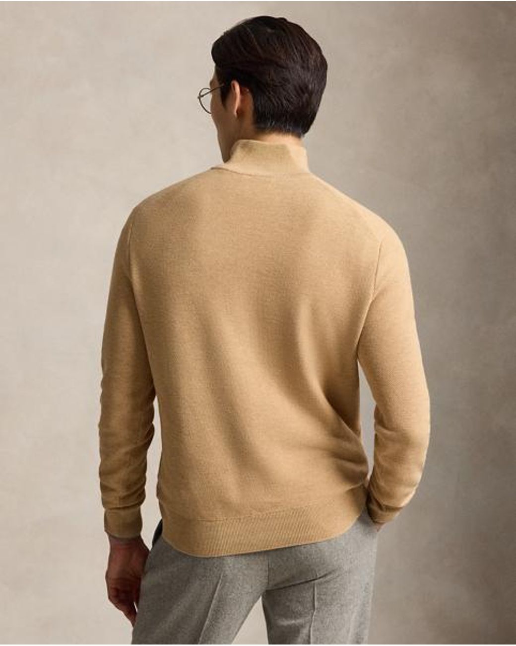 Polo Ralph Lauren Brown Mesh-Knit Cotton Quarter-Zip Sweater for men