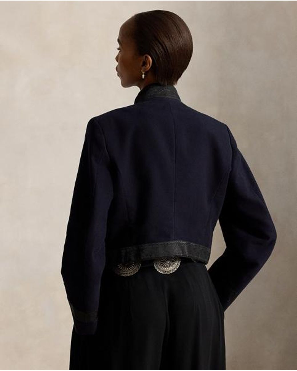 Polo Ralph Lauren Blue Embellished Cropped Cotton Jacket