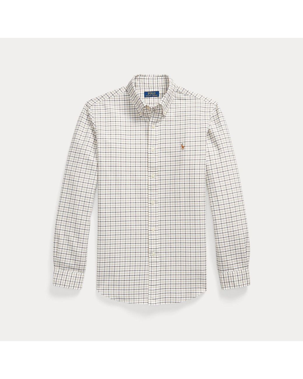 Polo Ralph Lauren White Custom Fit Tattersall Oxford Shirt for men