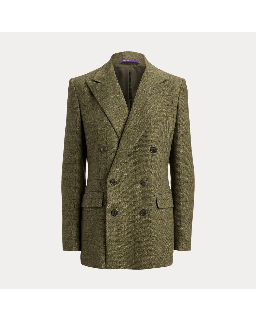 Ralph Lauren Green Ramona Windowpane Tweed Jacket