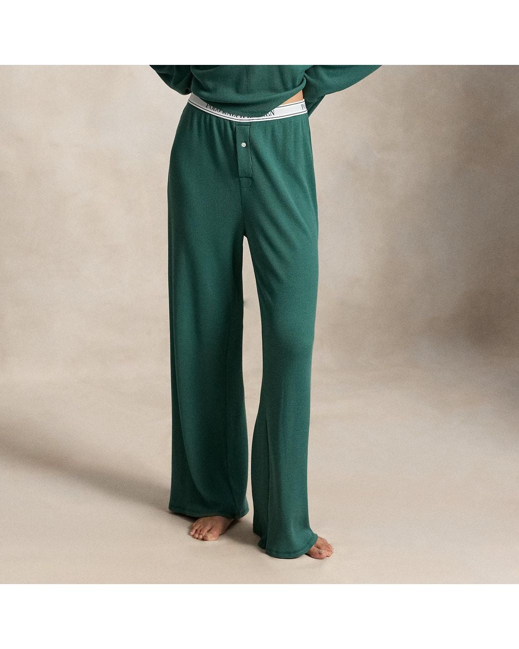 Polo Ralph Lauren Green Waffle-Knit Long-Sleeve Pyjama Set