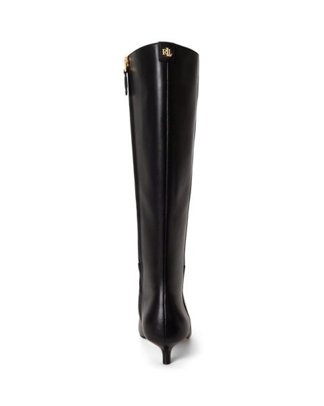 Ralph Lauren Black Francesca Calfskin Tall Boot Heel
