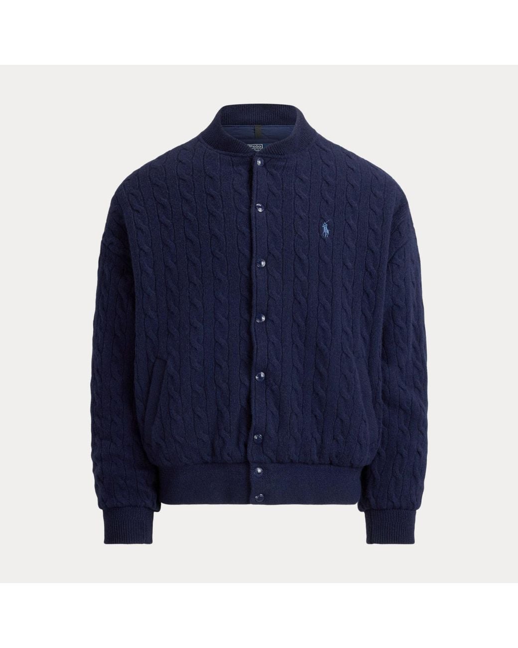Polo Ralph Lauren Blue Relaxed Fit Cable-Knit Jumper Jacket for men