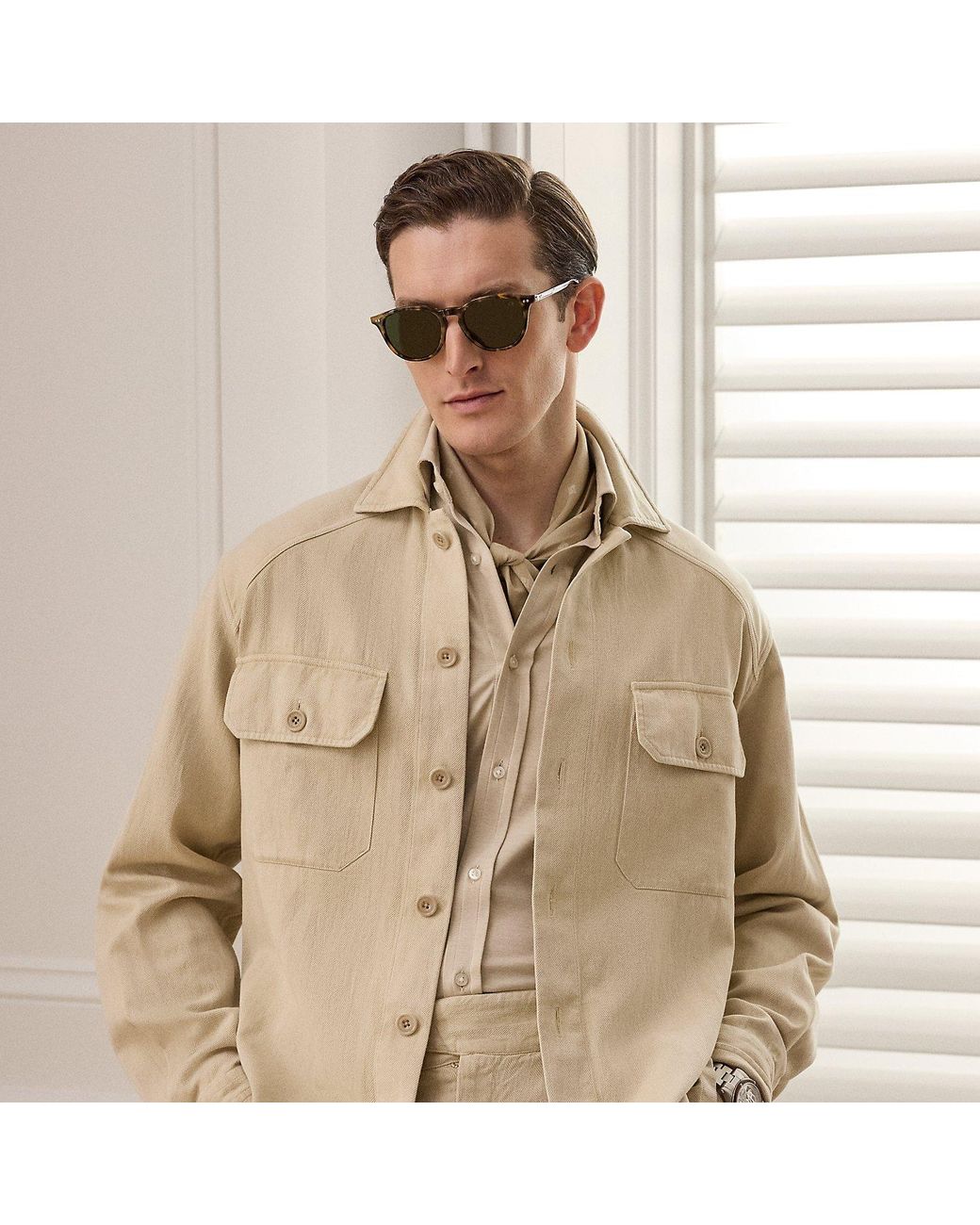 Ralph Lauren Natural Garment-Dyed Cotton-Linen Shirt for men