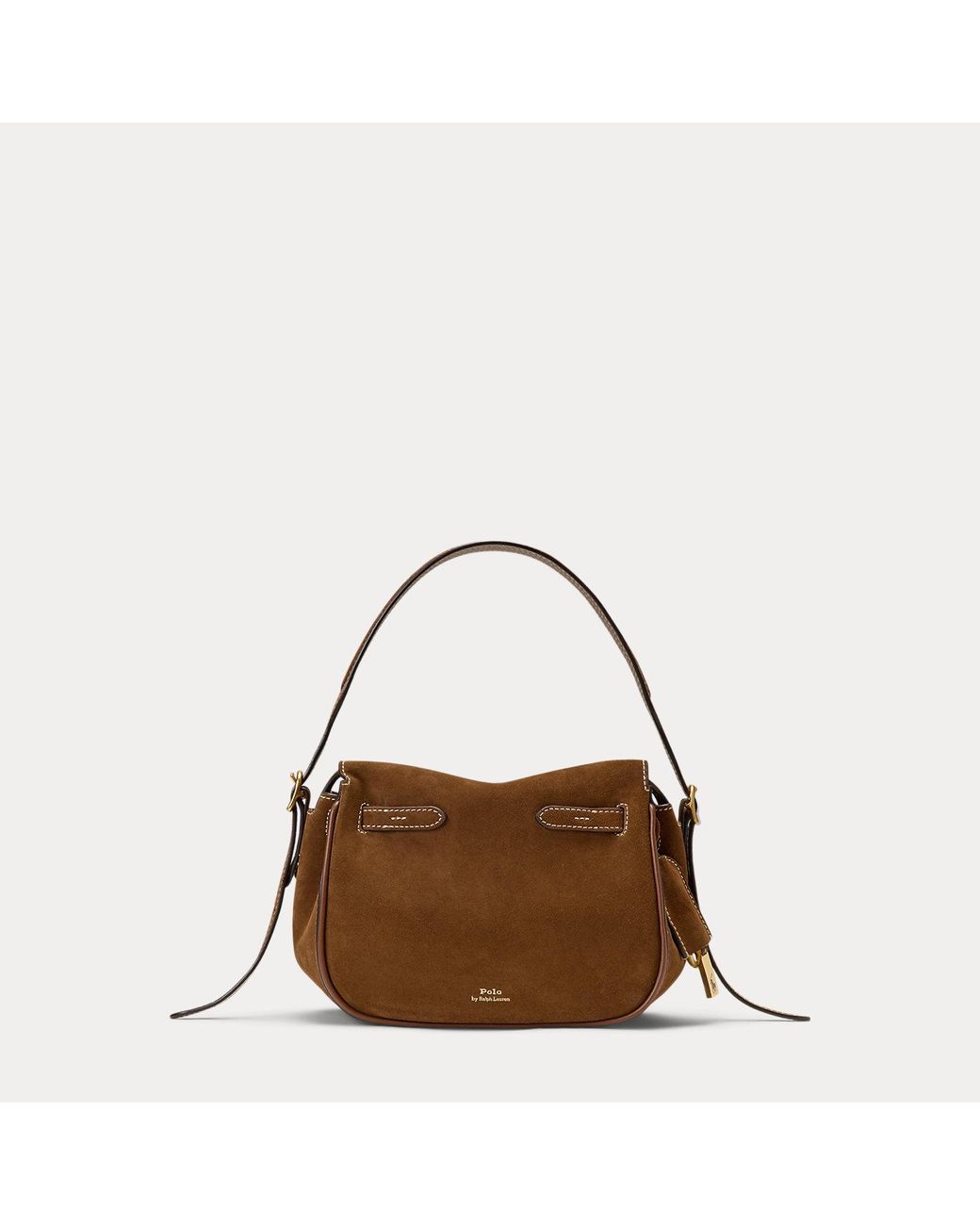 Polo Ralph Lauren White Polo Id Suede Mini Satchel