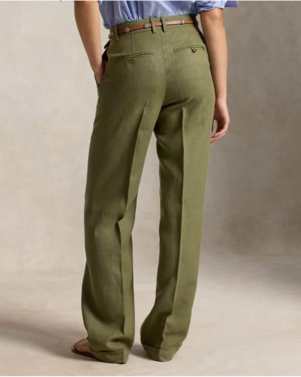 Polo Ralph Lauren Green Hemp-Linen Relaxed Straight Trouser